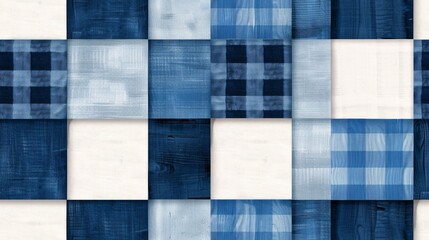Blue and White Checkered Pattern:  A seamless, repeating pattern of blue and white checkered squares, perfect for adding a touch of contemporary farmhouse style to your designs. 