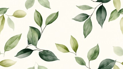 Watercolor Greenery Seamless Pattern