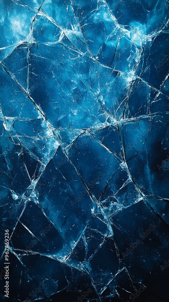 Poster a shattered glass monitor texture with fine cracks radiating outward, creating intricate patterns on