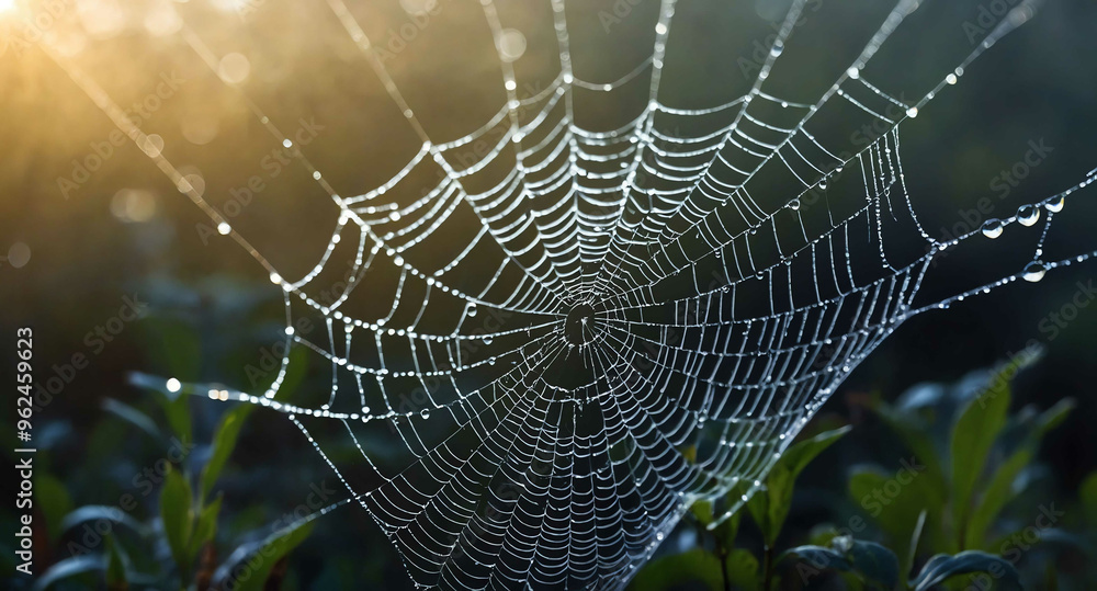 Poster spiderweb shapes glowing mist abstract background