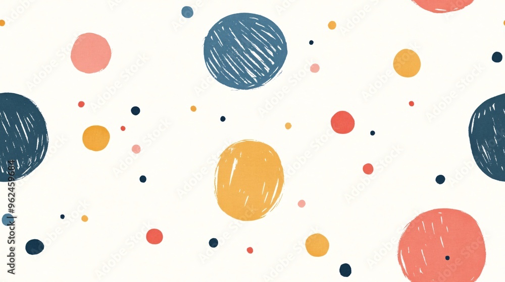 Poster hand-drawn polka dot pattern: a cheerful and playful pattern of colorful polka dots, perfect for add