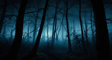 Spooky silhouettes eerie night abstract background