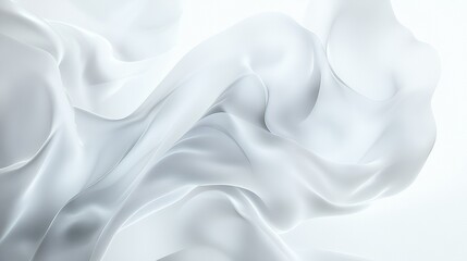 Fototapeta premium Abstract white flowing fabric background with soft folds and curves.