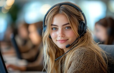 Customer Service Representative with Headset