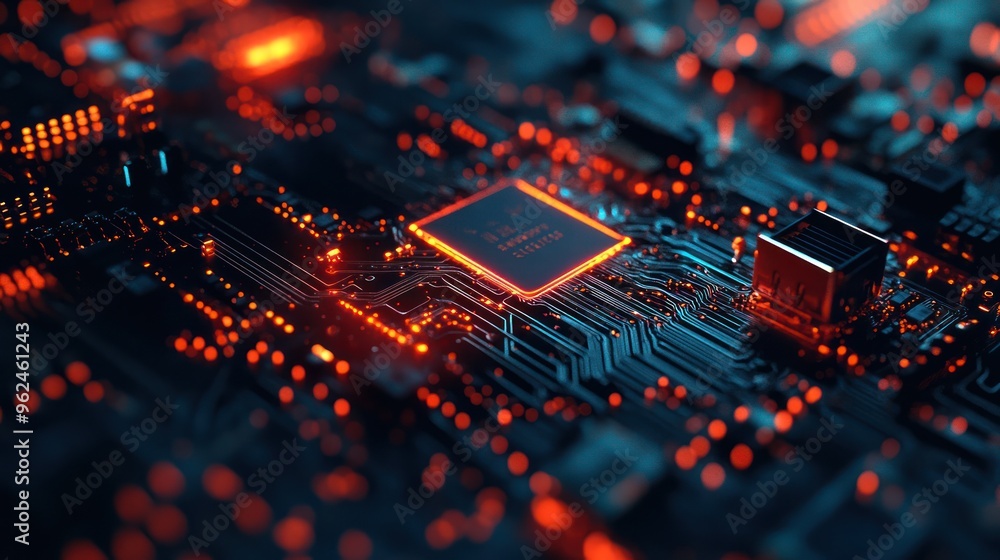 Poster circuit board with glowing processor