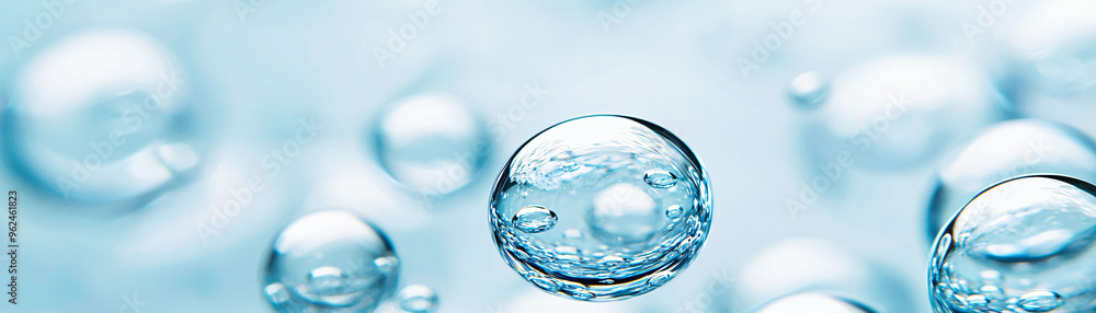 Poster effervescent bubbles float in sparkling water, creating refreshing and lively atmosphere.