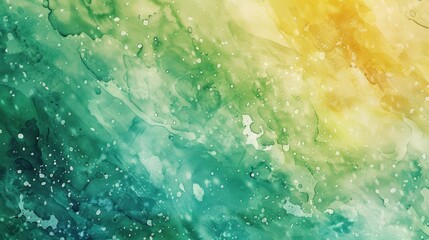 Fototapeta premium A vibrant, abstract watercolor background with flowing colors of green and yellow.