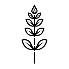 A simple line interface icon representing Bugleweed, showcasing its distinct leaf arrangement and budding flower, perfect for botanical references or educational use