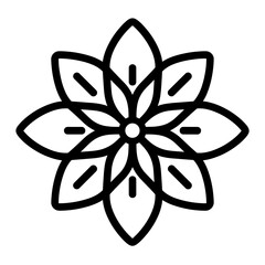 This design showcases a simple line art representation of the Star of Bethlehem flower, featuring a symmetrical arrangement and elegant curves that emphasize its beauty