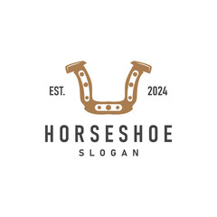 Simple Minimalist Horseshoe Logo, Western Cowboy Farm Ranch Retro Vintage Retro Design