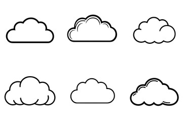 This collection features six vector illustrations of different cloud shapes, ideal for enhancing weather-related visuals or artistic designs