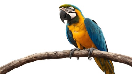 Obraz premium Blue-and-yellow Macaw, Yellow and Blue on White Background, Realistic Photo, Texture, Pattern Background, Wallpaper, Cover and Screen of Smartphone, PC, Laptop, 9:16 and 16:9 Format