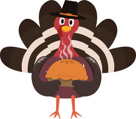 Colorful tall Thanksgiving Cartoon Turkey Bird Autumn illustration