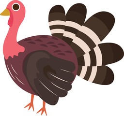 Colorful tall Thanksgiving Cartoon Turkey Bird Autumn illustration