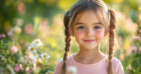 Little Girl in a Field of Flowers