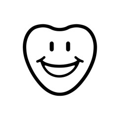 Obraz premium This vector illustration features a simple black line drawing of a smiling tooth, perfect for promoting dental hygiene and healthcare awareness in various contexts