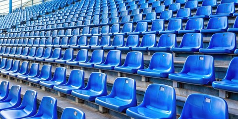 Empty blue plastic stadium seats in a sports arena , stadium, seats, bleachers, audience, spectators, sports, event, arena