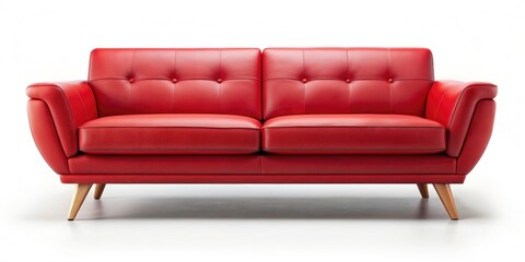 Obraz premium Vibrant red cutout couch perfect for modern interior design, furniture, sofa, couch, red, comfortable
