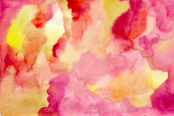 Pink-Yellow watercolor paper background texture