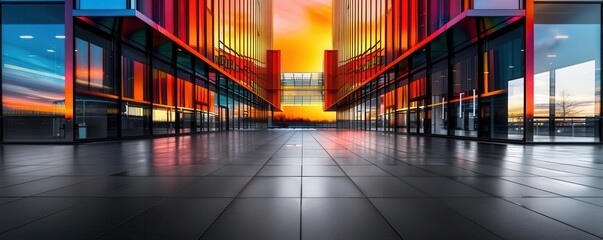 Abstract architecture with geometric shapes, modern and dynamic, Urban, Bright colors, Photograph, Structural art
