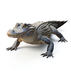 Obraz premium A baby alligator is standing on a white background