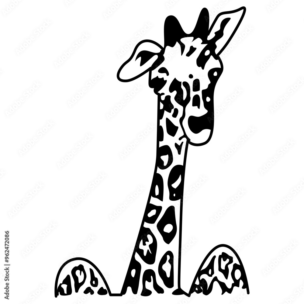 Wall mural giraffe neck wall decal for kids room. safari jungle theme decor.