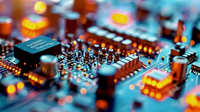  A close-up of a circuit board .