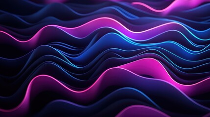 Abstract Neon Wave Patterns in Vibrant Pink and Blue Colors with Dynamic Light Effects