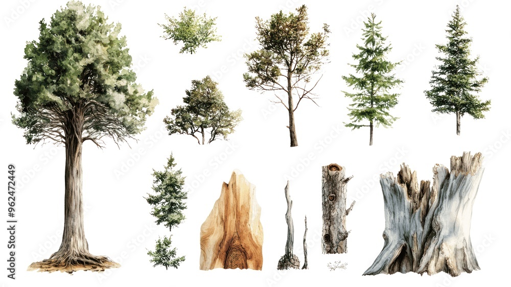 Poster A collection of trees and a log are shown in various stages of decay
