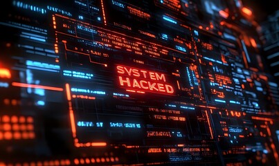 Obraz premium System Hacked: Cyber Security Breach Warning, Digital Threat, Data Security