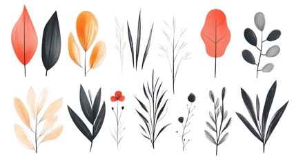 Obraz premium A collection of various leafy plants, including trees and flowers