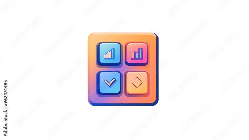 Poster A colorful square with four buttons on it