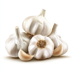 A pile of garlic bulbs with one bulb missing