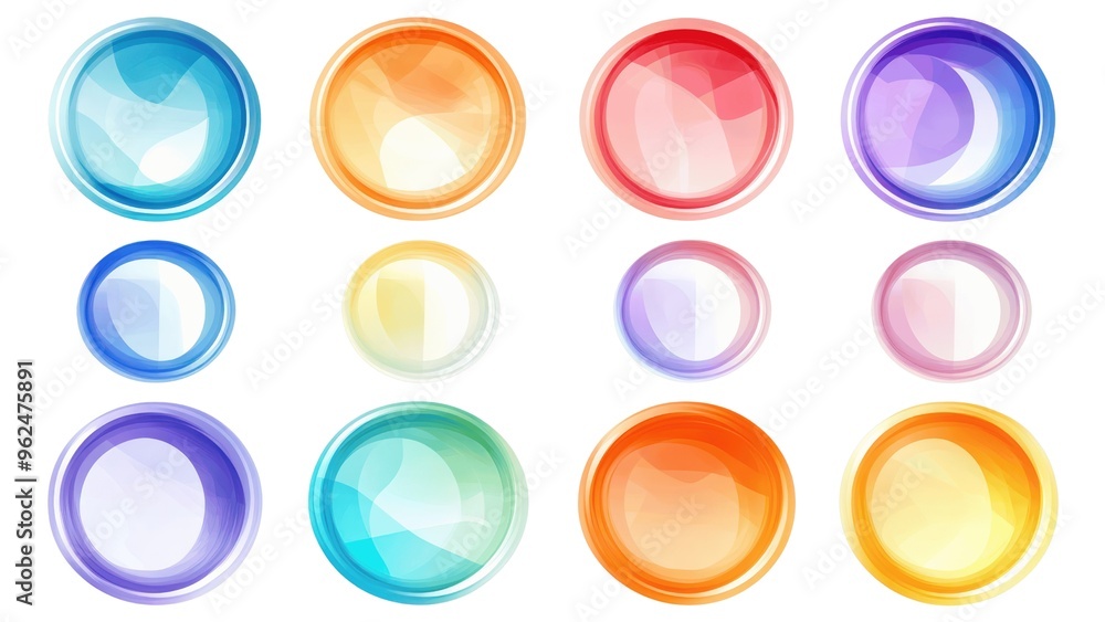 Poster a set of colorful circles with a blue circle in the middle