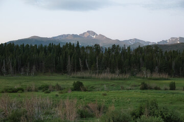 Beaver Meadows Rocky Mountain National Park Estes Park Colorado. Purple Mountains in the Rocky Mountain National Park Estes Park Colorado