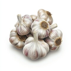 A bunch of garlic bulbs are piled on top of each other