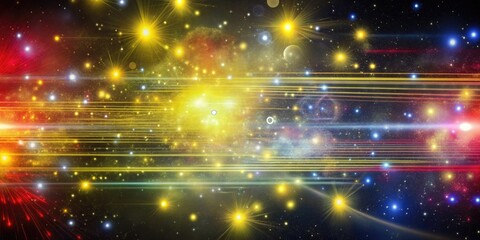 Fototapeta premium Red and yellow abstract sci-fi background with colorful light dots and lines , technology, futuristic, vibrant, digital