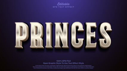 Princes 3d text effect, editable text metallic and bold theme.