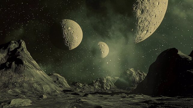 Alien Planet with rising Moons
