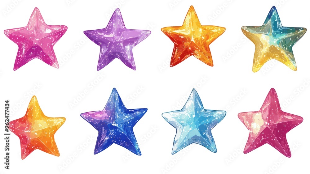 Aufkleber A set of colorful stars are displayed in a row