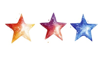 Three stars are shown in different colors, with one being red, one being blue