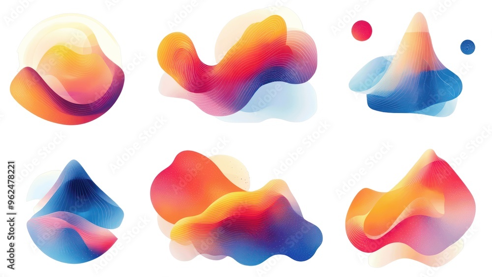 Poster A series of colorful abstract shapes and lines