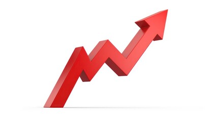 Brown 3D arrow pointing upwards isolated on white background.