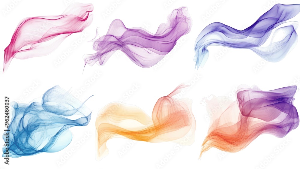 Poster A series of colorful, flowing lines that are arranged in a row