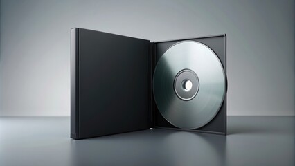 CD or DVD compact disc in a black cover template mockup, compact disc, DVD, black, cover, template, mockup, technology, digital, media