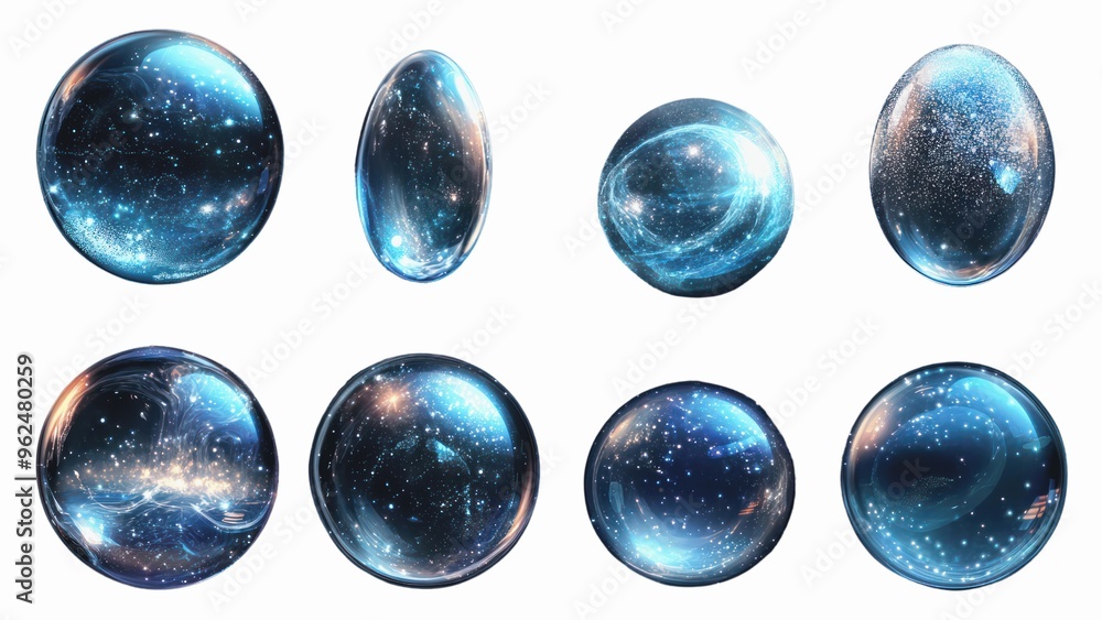 Poster a set of blue gems with stars on them