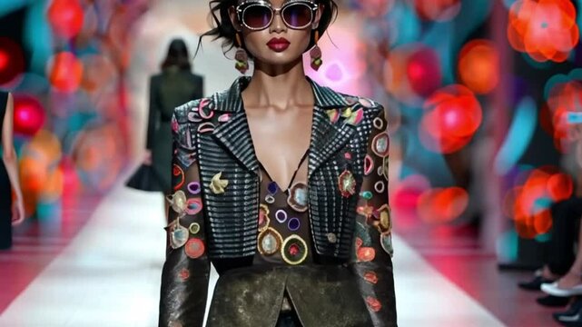 Models walking on the Runway footage