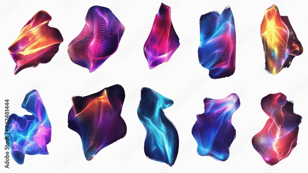 Poster A series of colorful, abstract shapes that appear to be floating in space