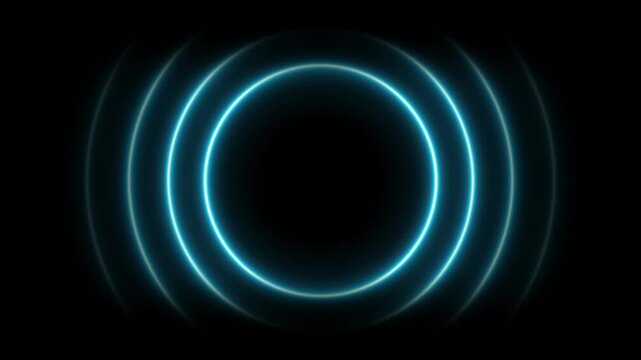 Abstract neon circle radio waves animation looping background. Searching futuristic radar process -4k video.