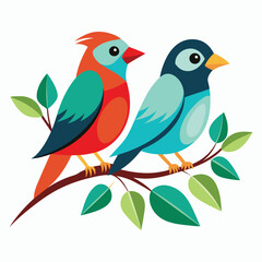 vector a couple bird sitting on a branch